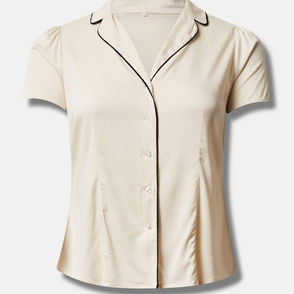 Retro Chic Stretch Challis Button Front Shirt